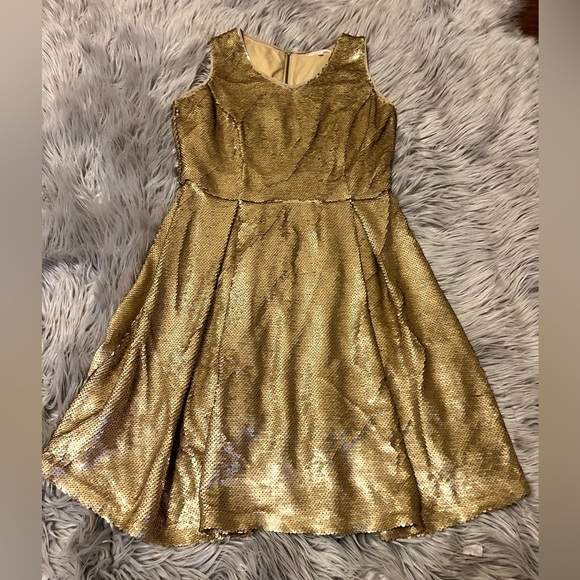 Copper key Gold Sequin Dress Size L Cocktail Party Cruise - Picture 3 of 9